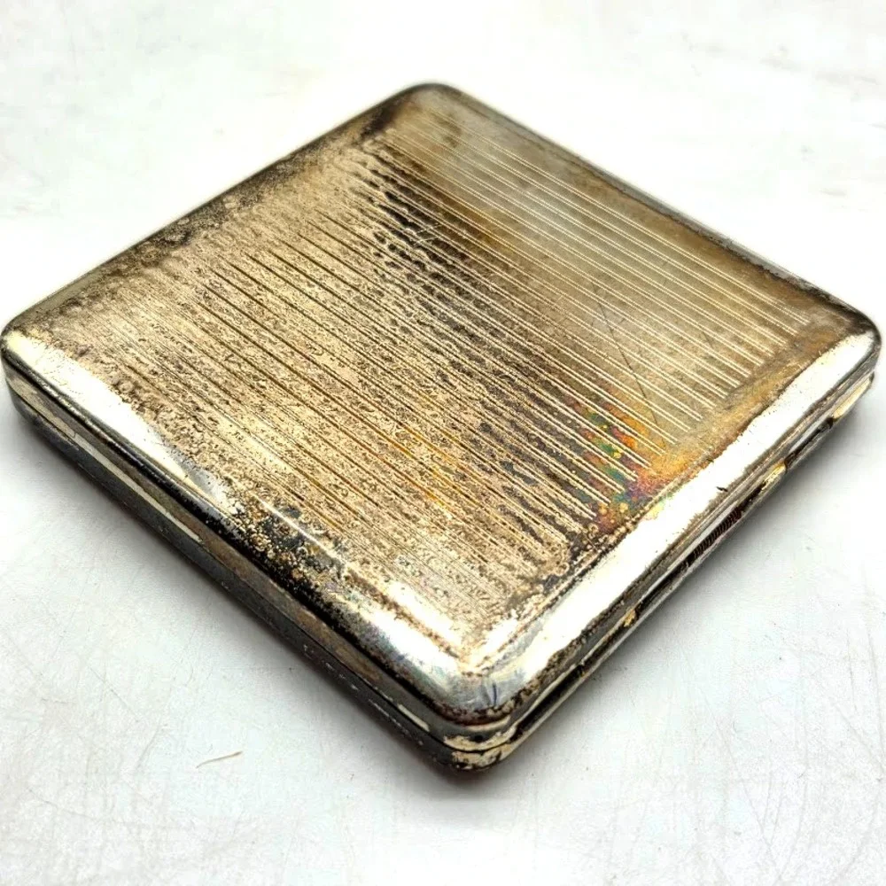 Vintage Silver Makeup Mirror Compact Vanity Travel Collectible 1950s-1979 US